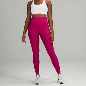 Lululemon base pace high rise fleece tight leggings 28” pink size 6